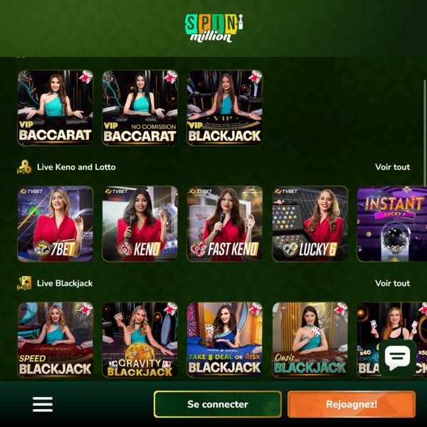Spin Million Casino — Tavoli Live in Evidenza